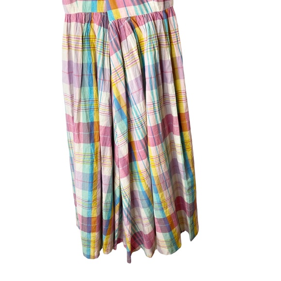 Polo Ralph Lauren Madras Day Dress Ruffle Pastel Spring Colors Midi Sundress 10 - Picture 9 of 14